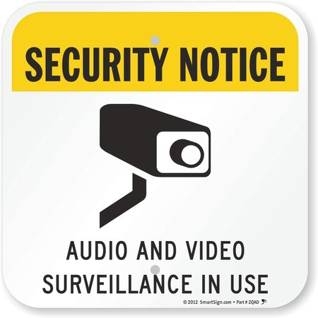Nmc Global Industrial„¢ Notice Monitored By Video Camera, 10"X14", Rigid Plastic GLON297RB